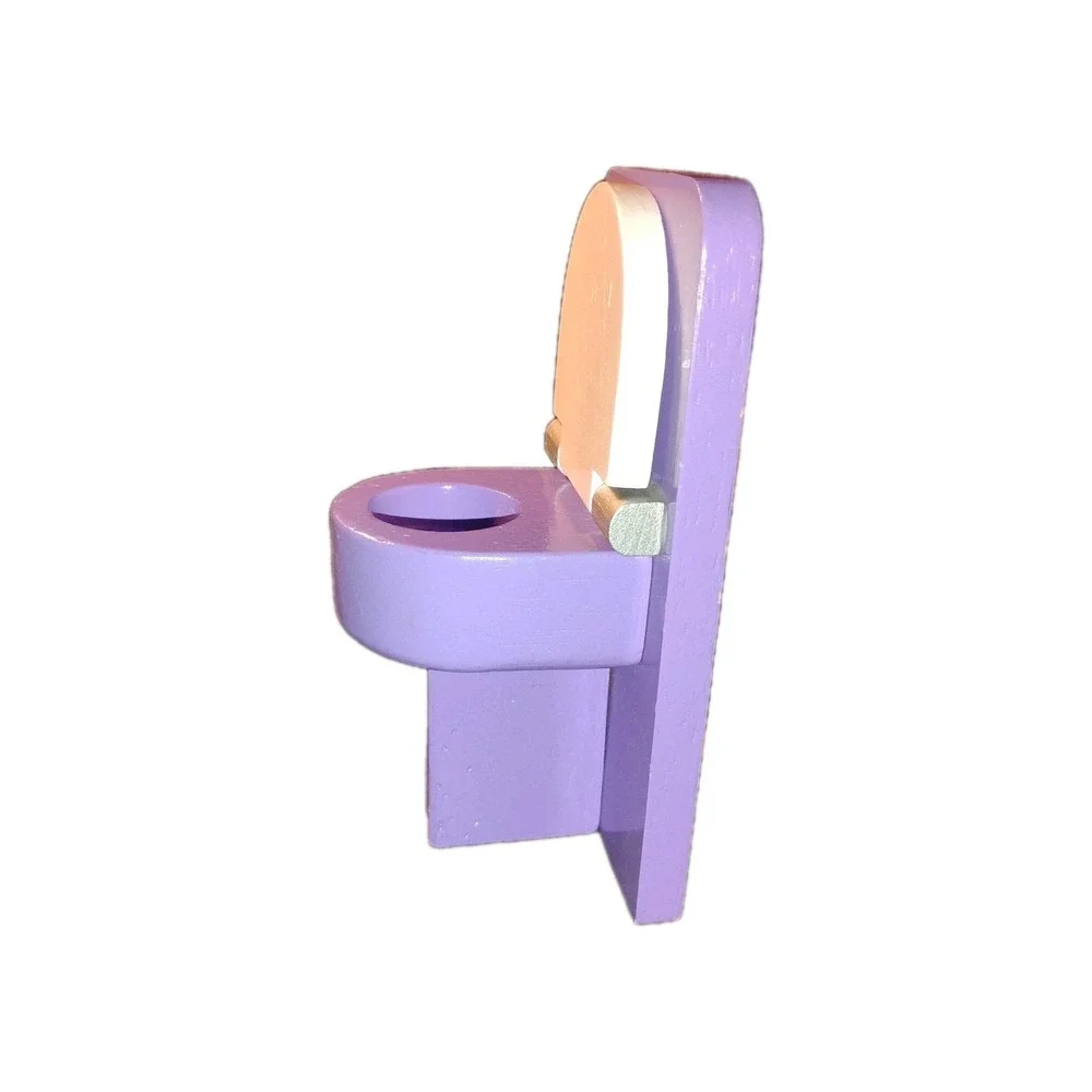 Purple Toilet Potty for Dollhouse Wooden w/ Lid Standalone‎